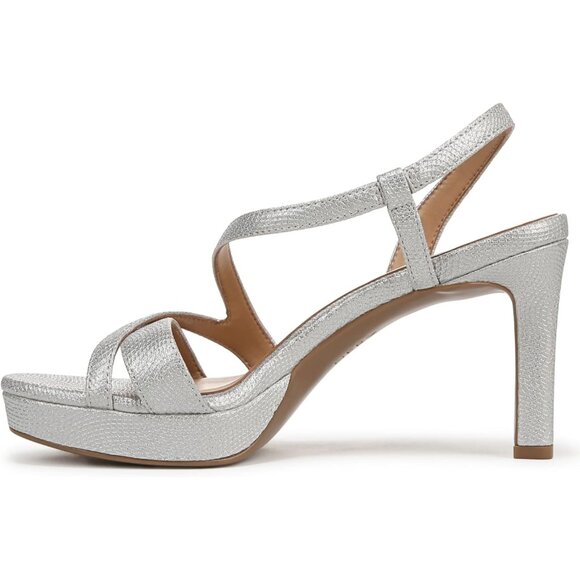 Naturalizer Women Silver Textured Polyurethane Rounded Open Toes Platform Shoes - Picture 10 of 10